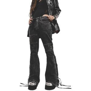 NEW FAN ALL FLAMES sabbath wide leg jeans in black